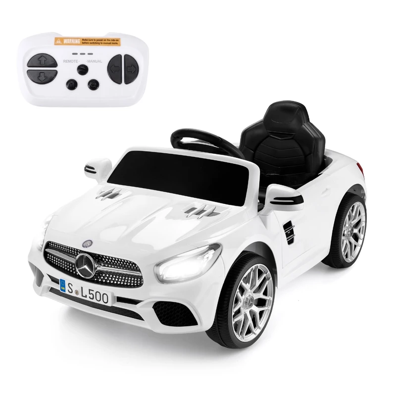 Xootz Mercedes- Benz SL 6v Ride On Car for Kids, Licensed Electric Car with Remote Control, Working Headlights and Opening Doors for Ages 3+ White - Image 1