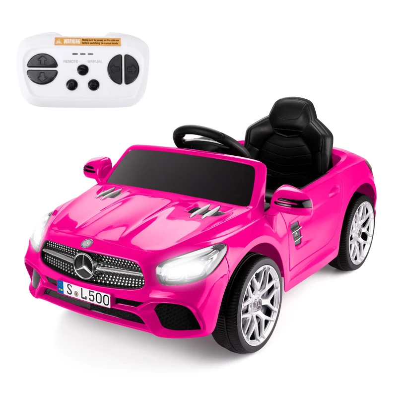 Xootz Mercedes- Benz SL 6v Ride On Car for Kids, Licensed Electric Car with Remote Control, Working Headlights and Opening Doors for Ages 3+ Pink - Image 1