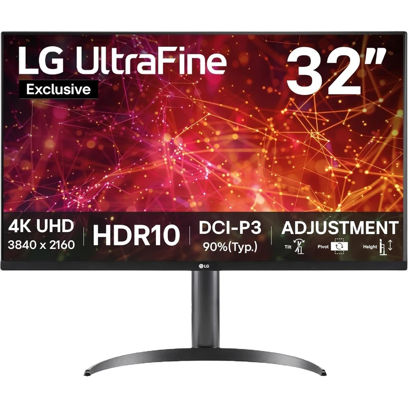 LG UltraFine™ Monitor 32UR55ZK-B 32 inch 4K HDR for Creators & Content Makers | HDR10, DCI‑P3 90%, VA Panel, HDMI, DP, Speakers, DAS, Tilt/Height/Pivot Stand