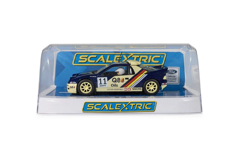 Scalextric C4667 Ford RS200 Slot Car, Pat Doran Livery, Blue and Cream, 1:32 Scale, with Magnatraction and Lights - Image 1