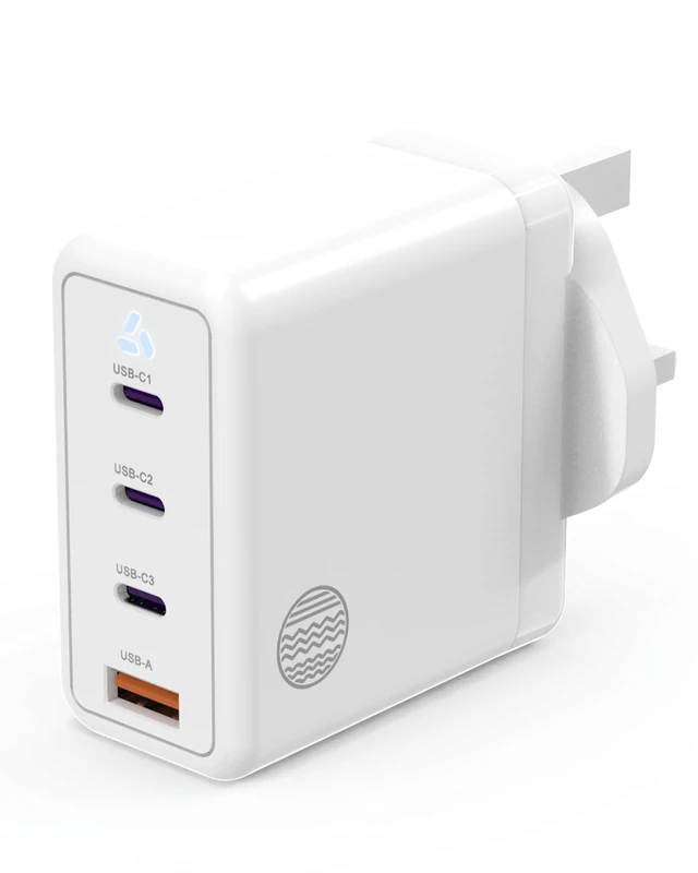 100W GaN Fast Charger, 4-Port USB-C & USB-A Wall Charger for MacBook Pro, Laptop, iPhone, iPad & Samsung – White