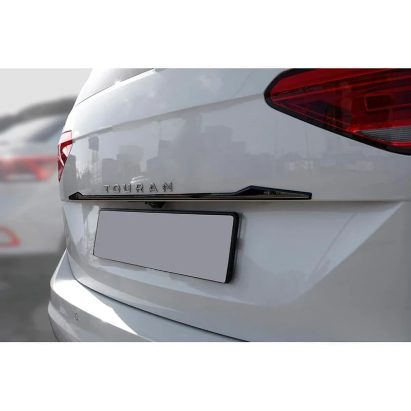 Avisa Black Chrome Stainless Steel Tailgate Trim compatible with Volkswagen Touran (5T1) R-Line 2015-