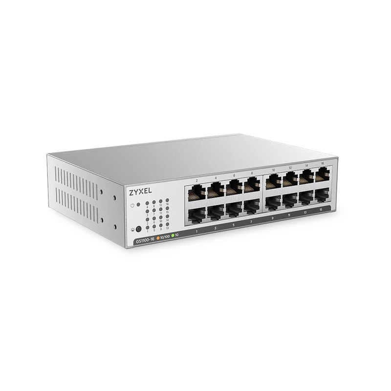 Zyxel 16 Port Network Switch | Gigabit Unmanaged Plus Switch | 16x GbE Ports | VLAN | Loop Prevention | Desktop, Wall or Rack Mount | GS1100-16 - Image 1