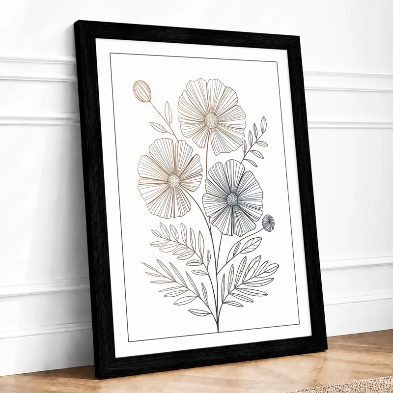 Study Botanical Framed Wall Art Print A1 (84.1×59.4cm) Black, Wall Decor for Living Room, Bedroom, Office & Home, Ready to Hang, Art Gift