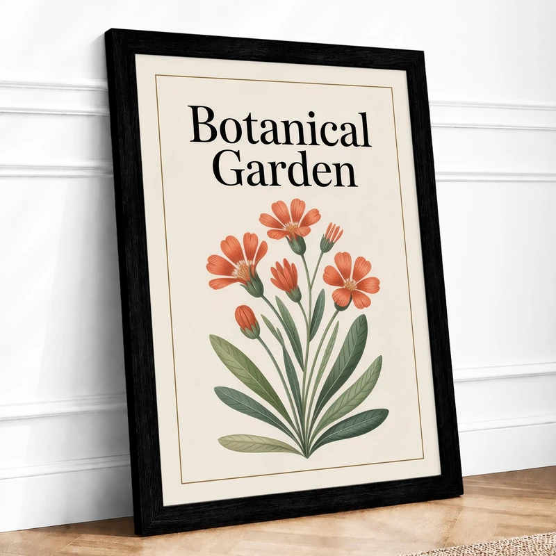 Garden Botanical Framed Wall Art Print A1 Black