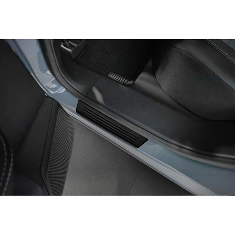 Avisa Black Stainless Steel door sill protectors compatible with Opel Grandland (EV) 2024- - 'Lines' - 4-pieces - Image 1