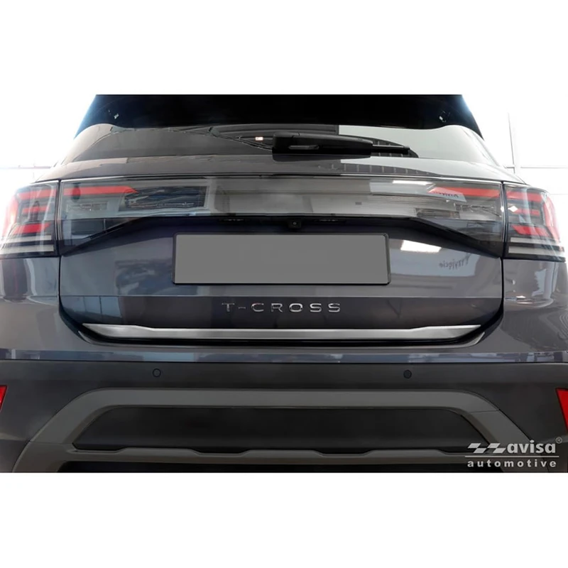 Avisa Brushed Stainless Steel Tailgate Trim compatible with Volkswagen T-Cross 2019-2024 & Facelift 2024-