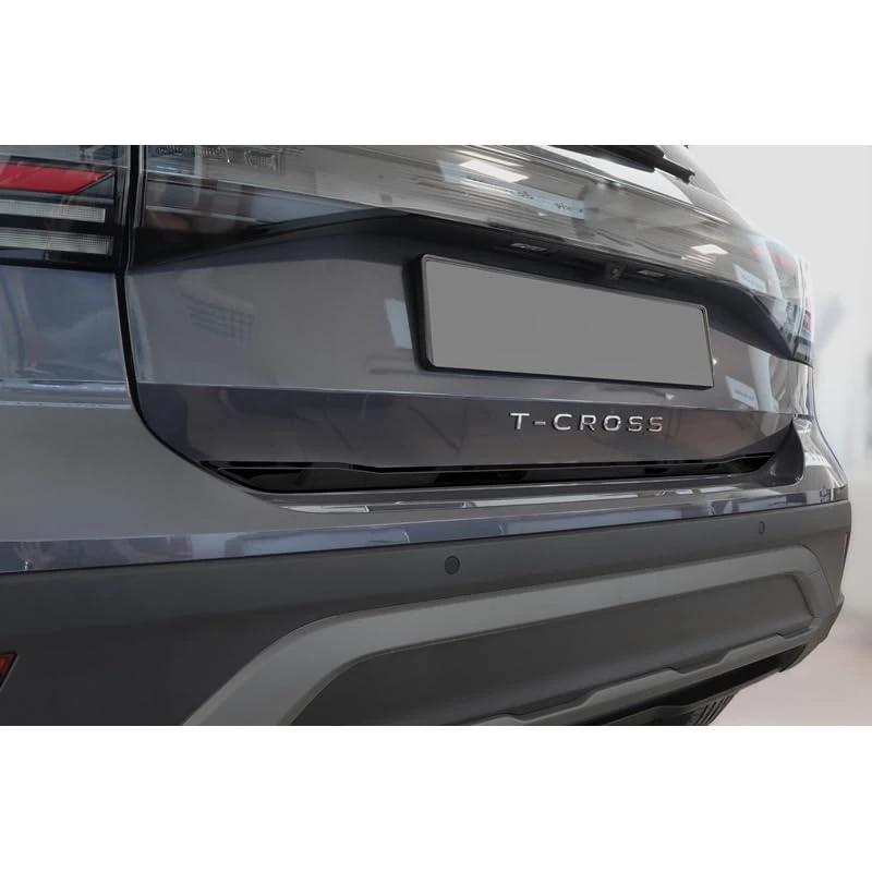 Avisa Black Chrome Stainless Steel Tailgate Trim compatible with Volkswagen T-Cross 2019-2024 & Facelift 2024-