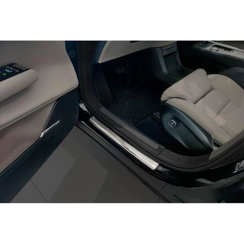 Avisa Stainless Steel Door sill protectors compatible with Volvo EX90 2024- - 'Lines' - 4-pieces