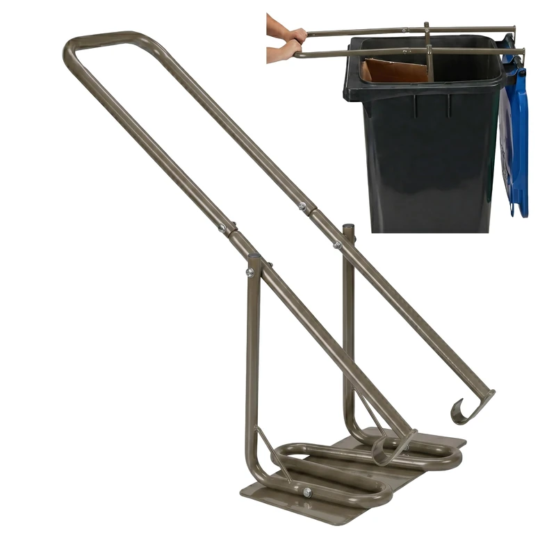 Relaxdays bin compactor with metal plate, household/general waste, plastic, manual, steel, brown - Image 1