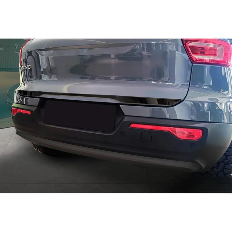 Avisa Black Chrome Stainless Steel Tailgate Trim compatible with Volvo XC40 (536) 2017-