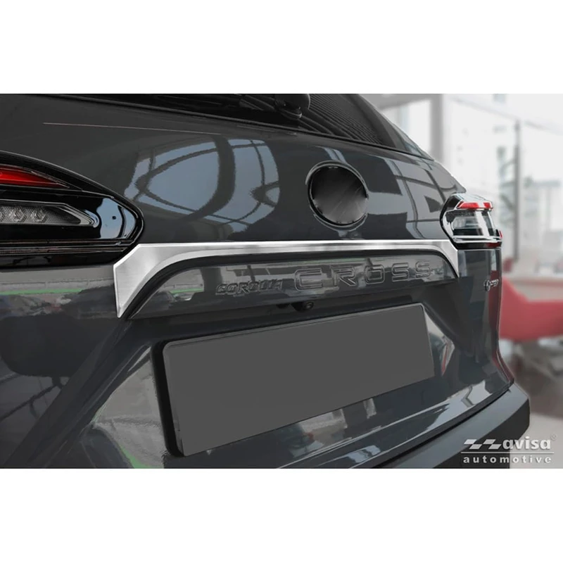 Avisa Brushed Stainless Steel Tailgate Trim compatible with Toyota Corolla Cross 2020-2025 & Facelift 2025-