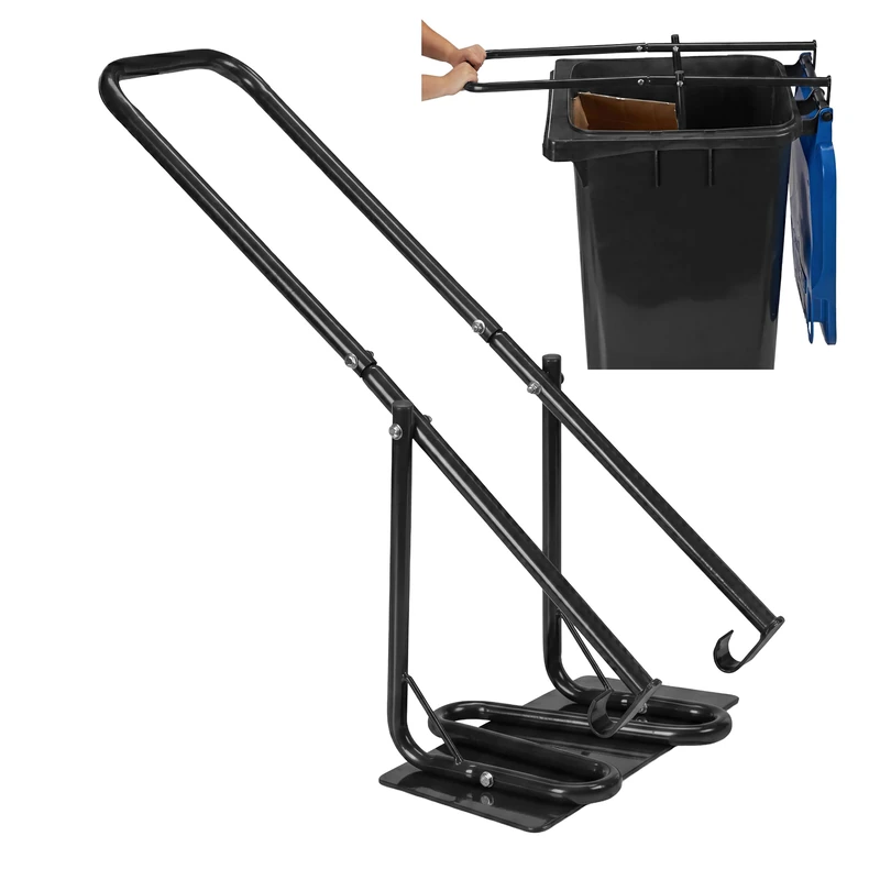 Relaxdays bin press, metal plate, household waste, residual waste, plastic, manual, steel, black