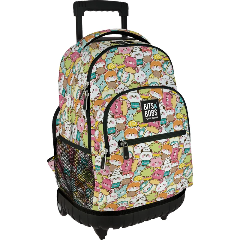 Grafoplas - School Backpack with Wheels, Integrated Cart, 29 Litres, 52 x 37 x 25 cm, Roller Model, Kawaii Bits & Bobs Collection, Perfect Children's and Primary School Supplies