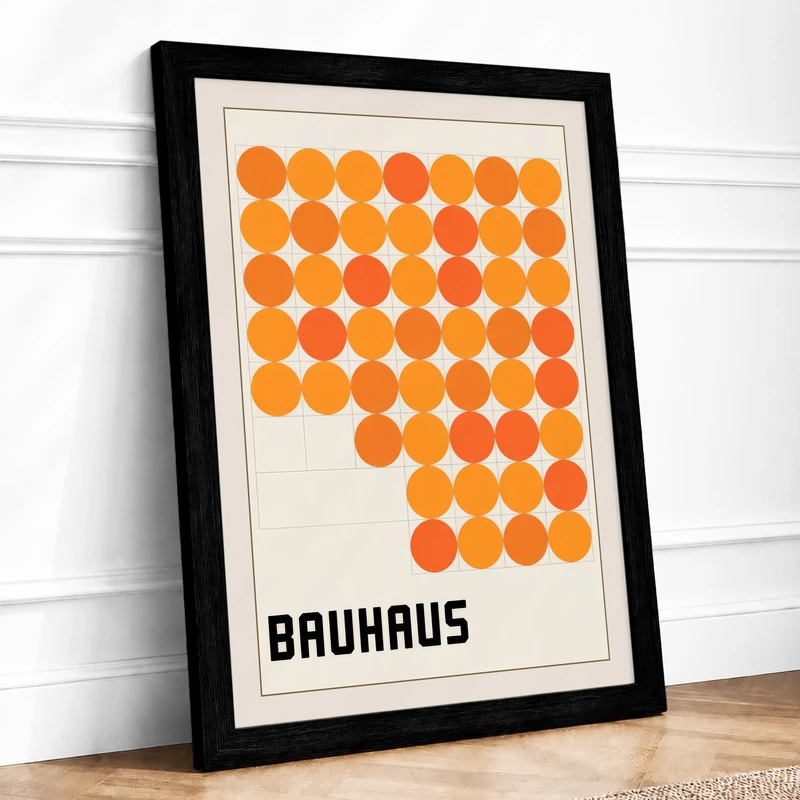 Bauhaus Circles Geometric Framed Wall Art Print A1 (84.1×59.4cm) Black, Wall Decor for Living Room, Bedroom, Office & Home, Ready to Hang, Art Gift - Image 1