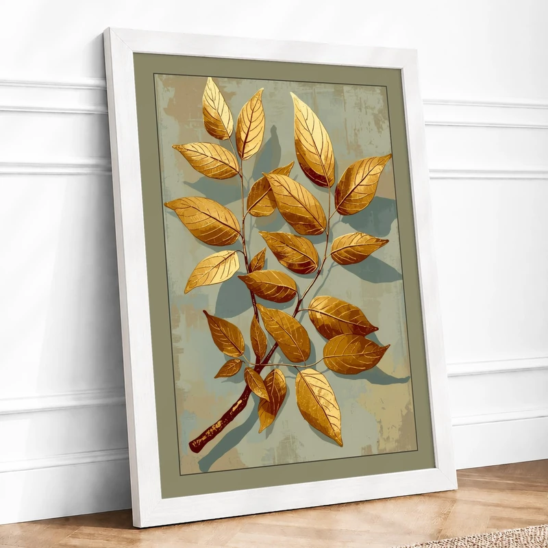Gilded Botanica Botanical Framed Wall Art Print A1 (84.1×59.4cm) White, Wall Decor for Living Room, Bedroom, Office & Home, Ready to Hang, Art Gift - Image 1