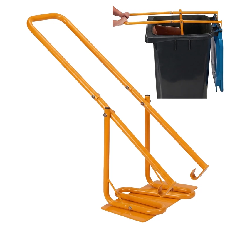 Relaxdays bin compactor with metal plate, household & general waste, plastic, manual, steel, yellow
