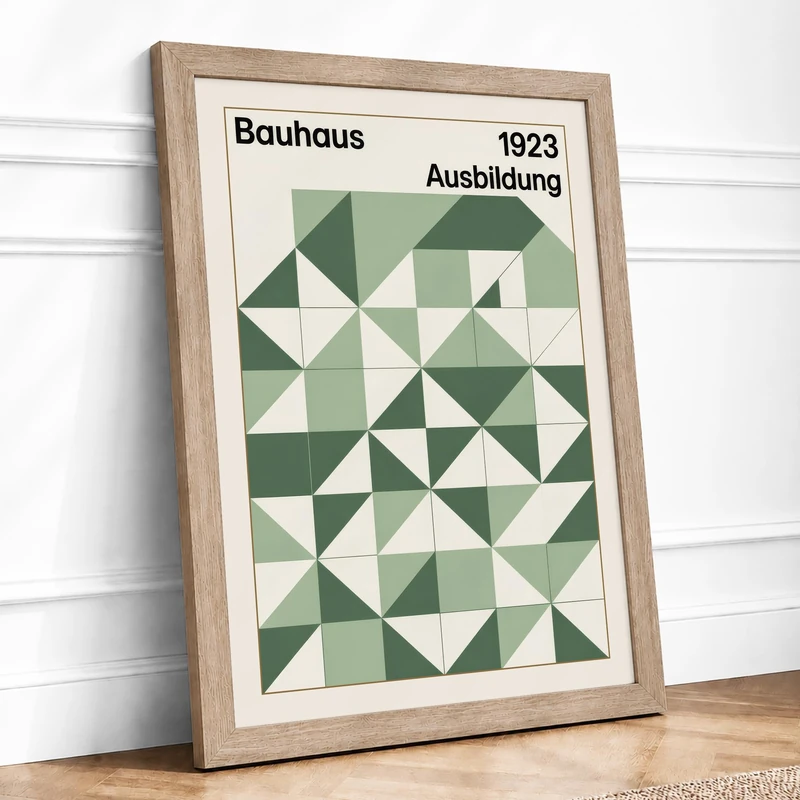 Bauhaus Geometry Geometric Framed Wall Art Print A1 Oak