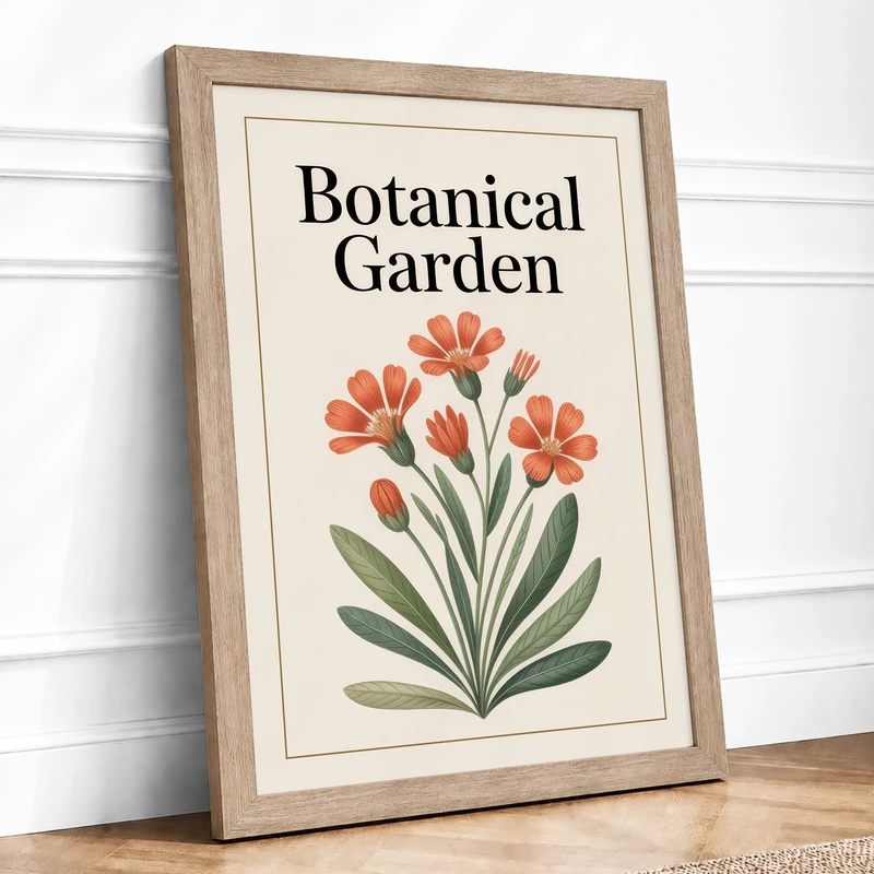 Garden Botanical Framed Wall Art Print A1 Oak