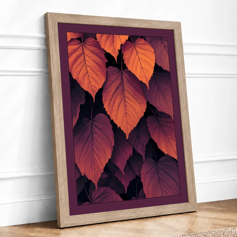 Autumn Leaves Study Botanical Framed Wall Art Print A1 Oak