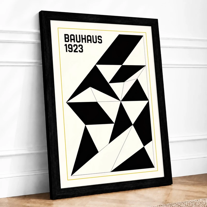 Bauhaus Geometry Geometric Framed Wall Art Print A1 (84.1×59.4cm) Black, Wall Decor for Living Room, Bedroom, Office & Home, Ready to Hang, Art Gift - Image 1
