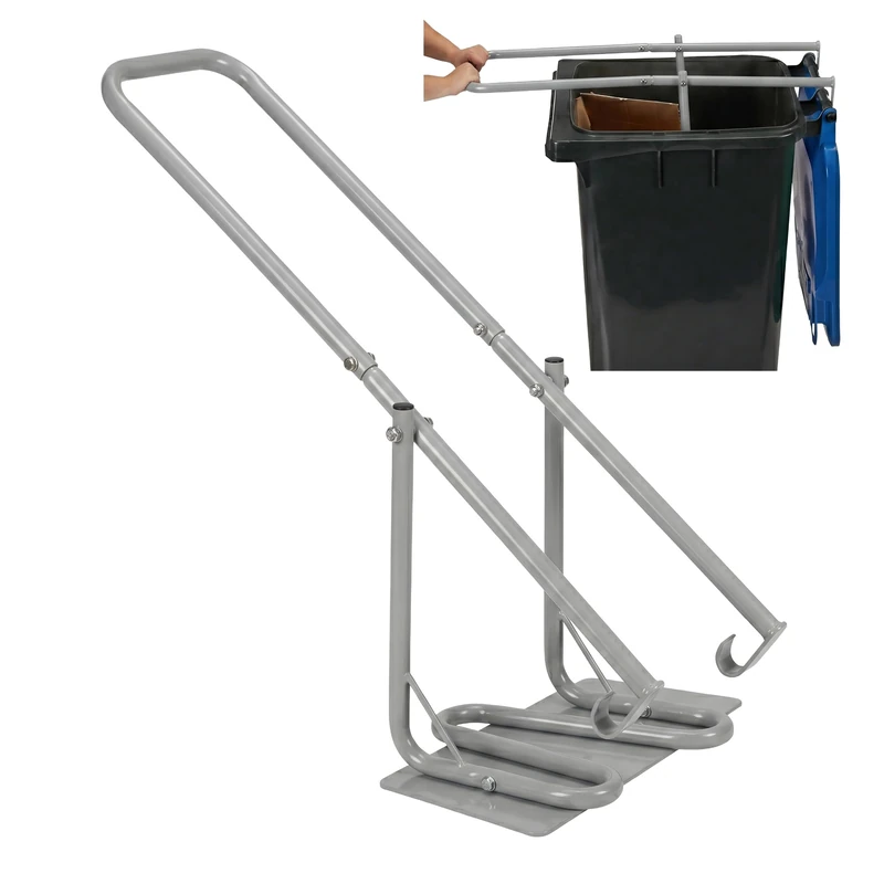 Relaxdays bin compactor with metal plate, household/general waste, plastic, manual, steel, grey