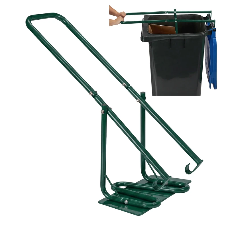 Relaxdays bin compactor with metal plate, household & residual waste, plastic, manual, steel, green