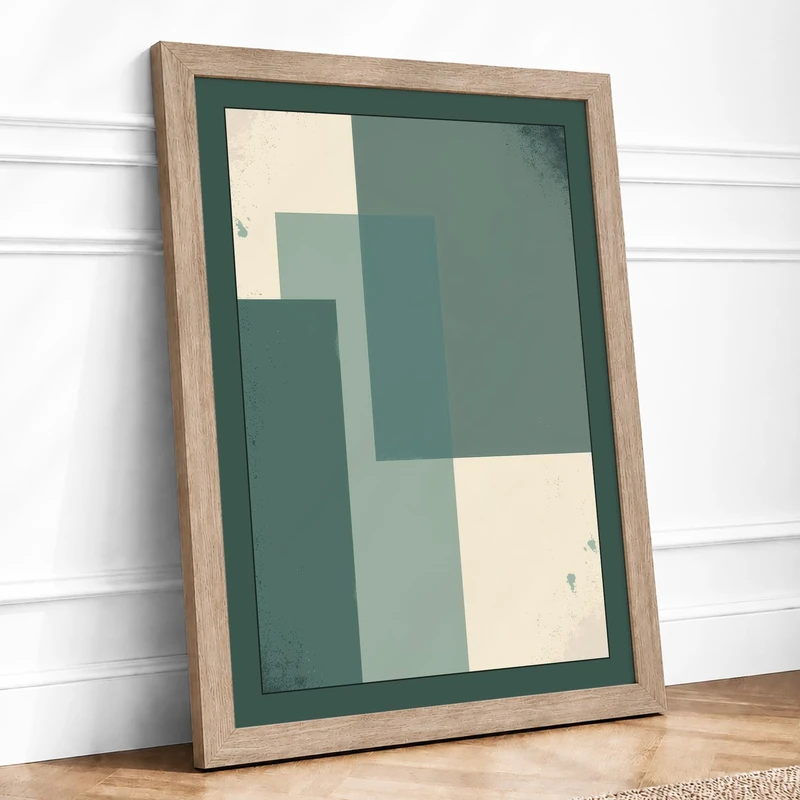 Layered Geometry Minimalist Framed Wall Art Print A1 Oak