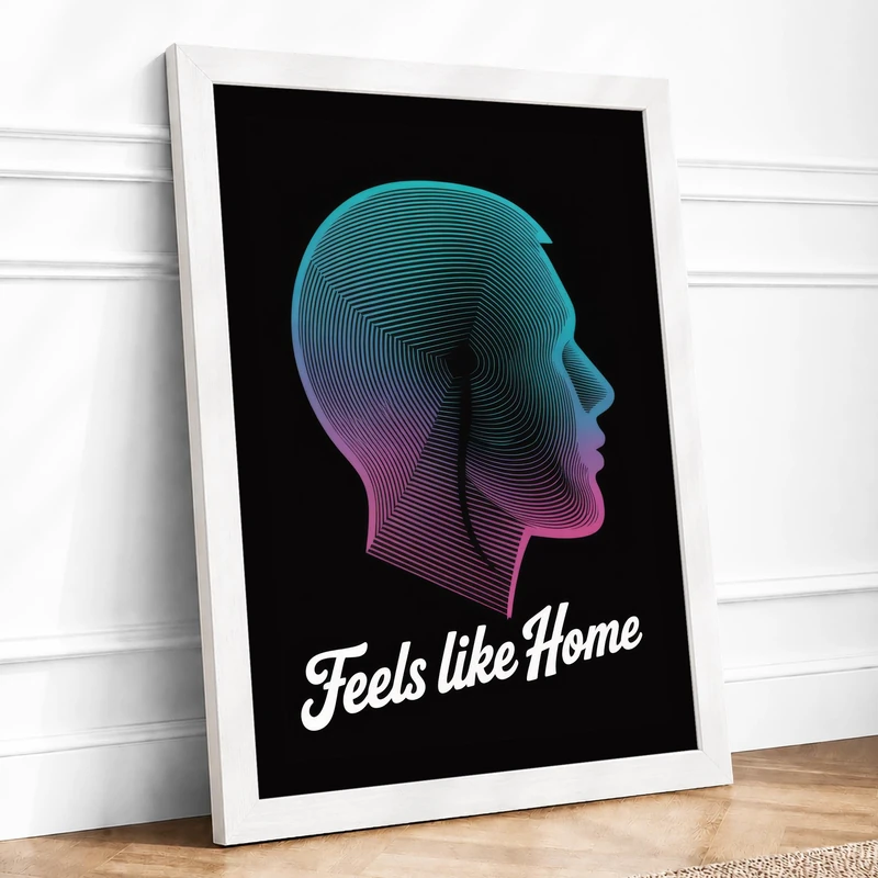 Feels Like Home Modern Framed Wall Art Print A1 (84.1×59.4cm) White, Wall Decor for Living Room, Bedroom, Office & Home, Ready to Hang, Art Gift - Image 1