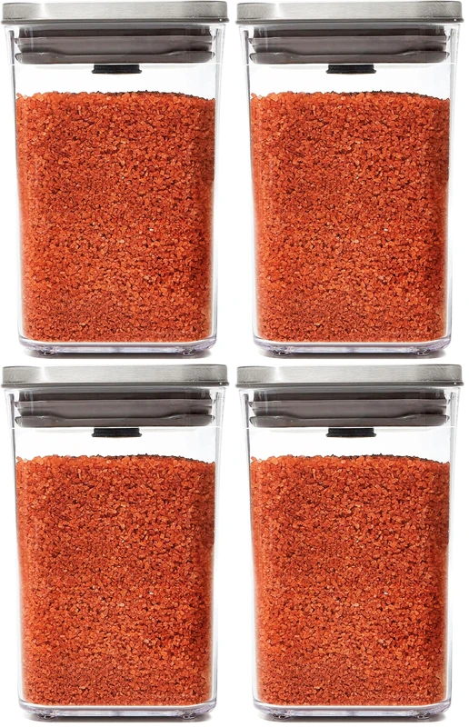 OXO Steel POP Container Small Square Short (1 Litre) (Pack of 4)