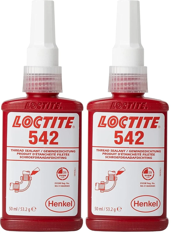 LOCTITE 542, Medium Strength Industrial Adhesive for Thread Sealing, Universal Liquid Adhesive Thread Sealant for Hydraulic and Pneumatic Systems, 50ml (Pack of 2) - Image 1