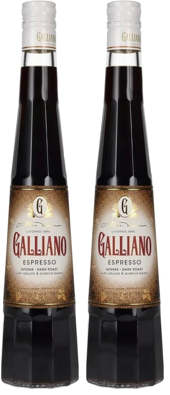Galliano Espresso, 50cl - 30% ABV Original Italian Coffee Liqueur with Arabica and Robusta Coffee Beans - Handcrafted Artisanal Spirit for Cocktails (Pack of 2)