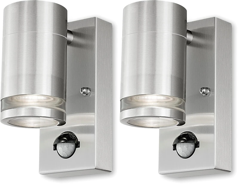 4lite Marinus Outdoor Down Wall Light (Stainless Steel) Rust Free IP44 Rated Motion Sensor Exterior Wall Lamp - 4L2/3002-4Yr Guarantee (Pack of 2)