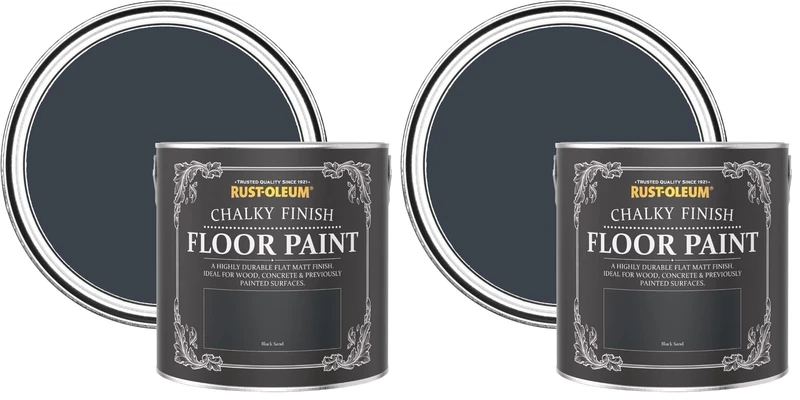 Rust-Oleum Black Scratch-Proof Floor Paint in Matt Finish - Black Sand 2.5L (Pack of 2)