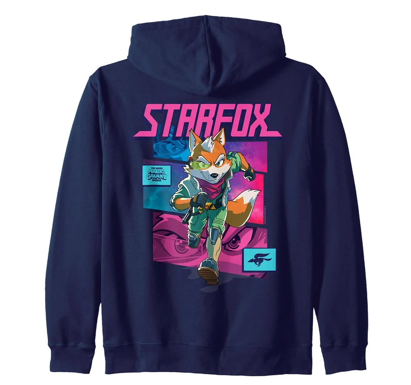 The Super Mario Galaxy Movie Starfox Fox McCloud Action Zip Hoodie - Image 1