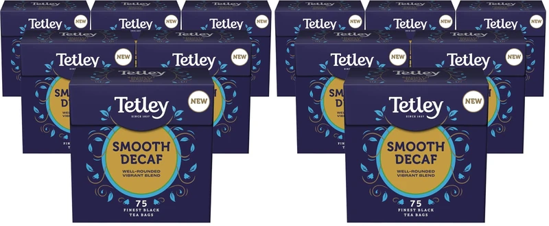 Tetley Smooth Decaf Tea, 6 x 75 Teabags - Rainforest Alliance Certified Decaf Tea Bags - Rich, Smooth Taste for a Full Flavoured British Brew at Breakfast or Anytime (Pack of 2) - Image 1
