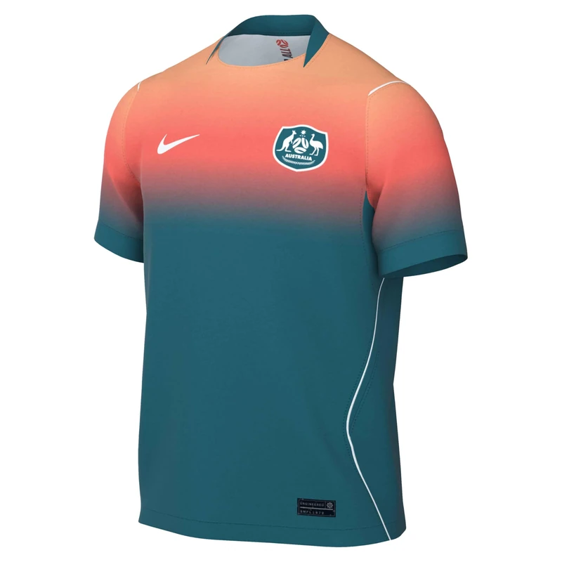 Australia 2026 Stadium Away Nike Replica Football Jersey with Dri-Fit Technology for Men, Bright Spruce/Orange Pulse/White/White, IB5347-367, M