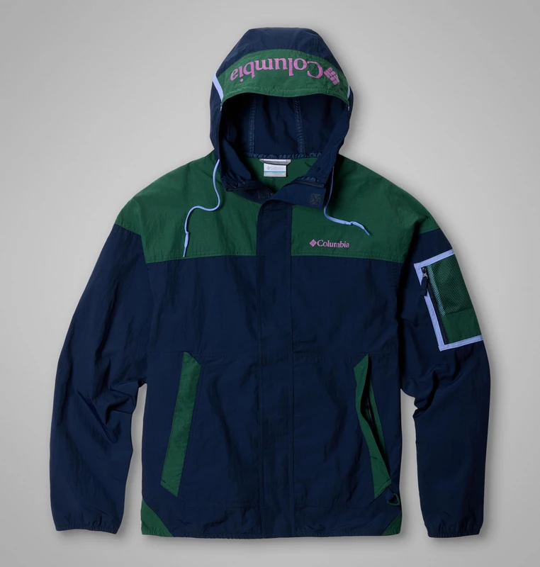 Columbia Men's Challenger 2 Windbreaker, Lightweight Windbreaker Jacket, Collegiate Navy/Rain Forest/Serenity, Small - Image 1