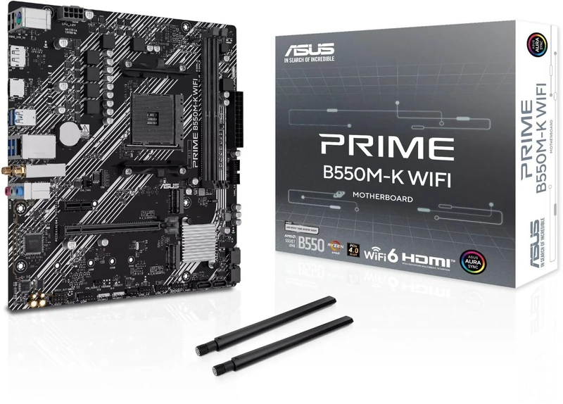 ASUS PRIME B550M-K WIFI, AMD mATX Motherboard, DDR4 Slot, Black
