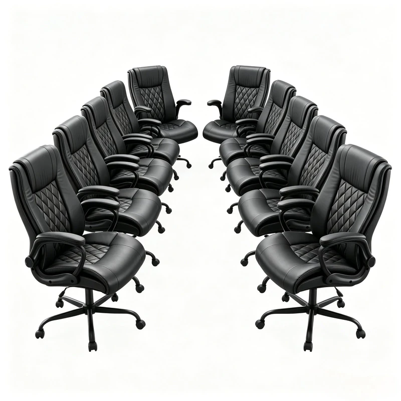Marsail Executive Office Chair with Flip-up Armrests,PU Leather Ergonomic Office Chair with Tilt Function Height-Adjustable Swivel Rolling for Home Office Working,10PCS