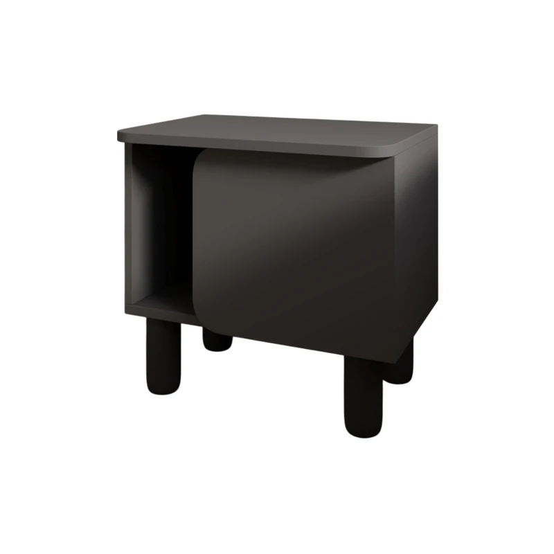 Stylish Charcoal Bedside Table 50cm x 48.6cm x 30cm | 100% Melamine Coated Chipboard 18mm Thick | Modern Design for More Bedroom Storage