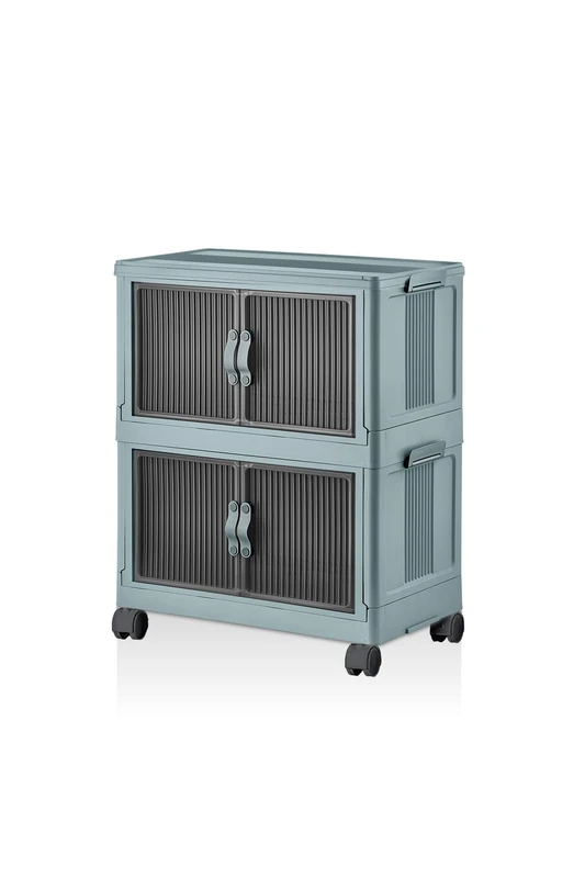 Multipurpose Cabinet Light Blue 32 x 67 x 56 cm | 100% Plastic, 23 cm Shelf Height | Ideal for Home and Office Storage - Image 1