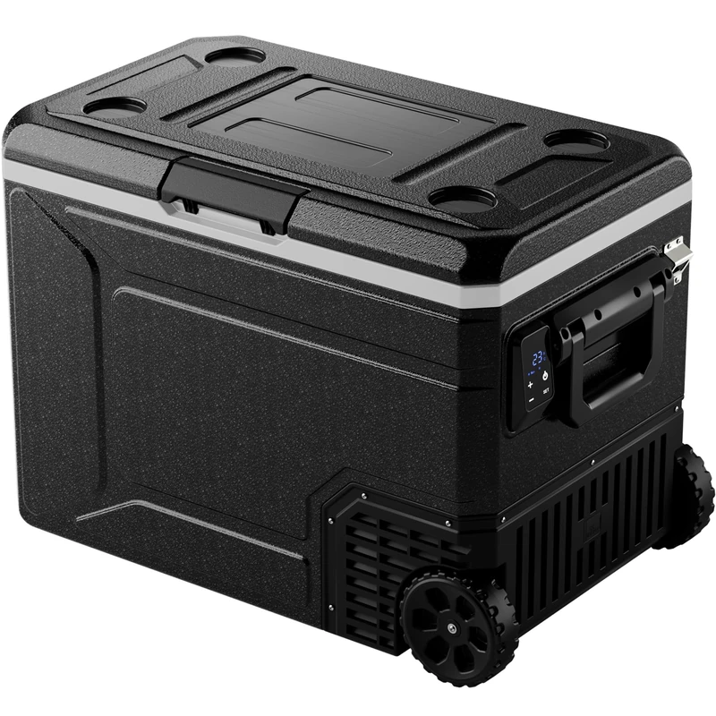 EUHOMY 80L Car Fridge, Electric Cooler with APP Control, 12V/24V DC & 100~240V AC Camping Compressor, Portable Refrigerator with Wheels for Truck/RV/Camping/Travel, -20℃~20℃