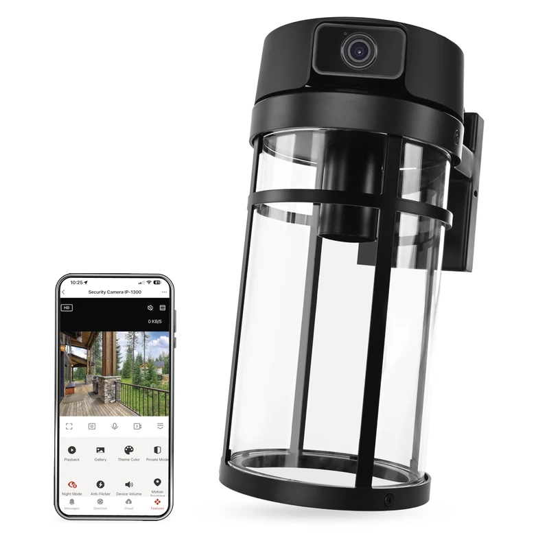 EMOS GoSmart Smart Outdoor Camera with WiFi & Light, 4MP 2.5K Surveillance Camera - Rotatable with Motion Detection, Night Vision up to 10 m, 2-Way Audio - for E27 Lamp - IP44 - Tuya/GoSmart App