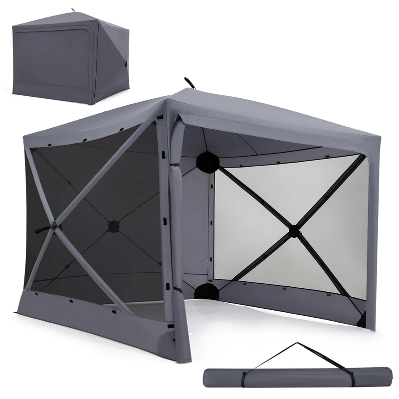 SPOTRAVEL 2.4m Pop Up Camping Gazebo Instant Setup Screen House (Grey)
