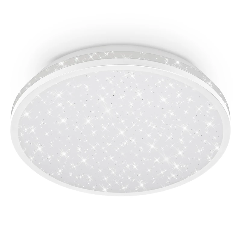 BRILONER - LED Ceiling Light with Starry Sky, Neutral White Light, IP44 Splash-Proof, Bathroom Ceiling Fitting, Bath, Wet Room Lighting, Bathroom Lamp, 28 x 7 cm, White