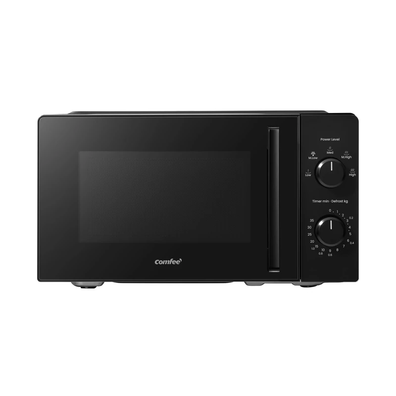 COMFEE' 20L Compact Black Microwave Oven, 700W Solo Manual Countertop Microwave with 5 Power Levels, Quick Defrost, Easy Clean, Dial Timer, Ideal for Small Kitchens - CMO-MM20L2NFPF(BK)