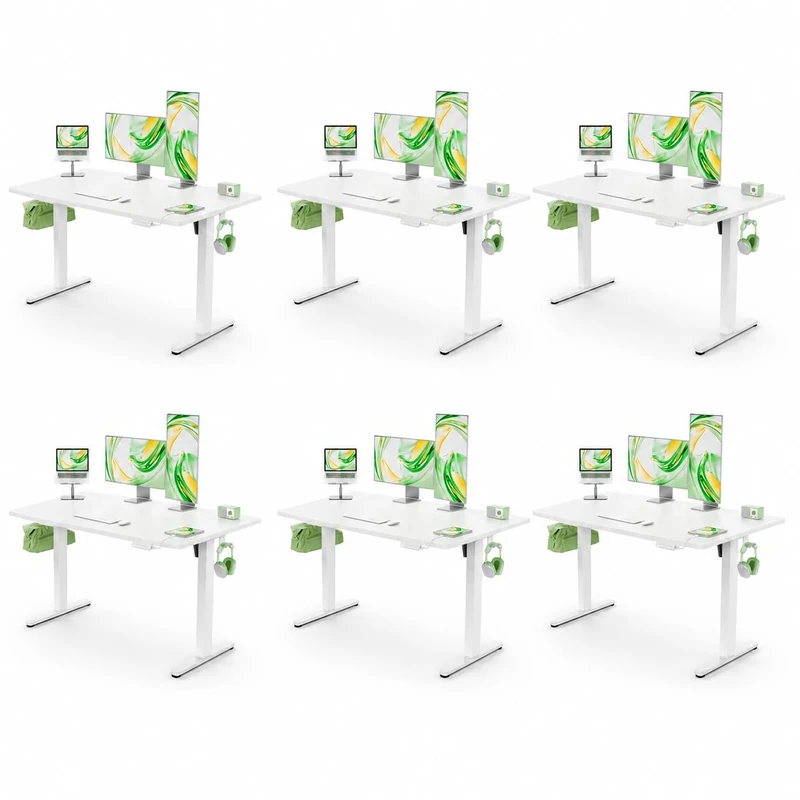 Marsail Electric Standing Desk with USB-A Charging Port, 160 x 80 cm Height Adjustable Sit Stand Desk with 4 Custom Height Settings,80kg Max Load, Stable Lifting, Storage Hooks & Cable Management,6pcs