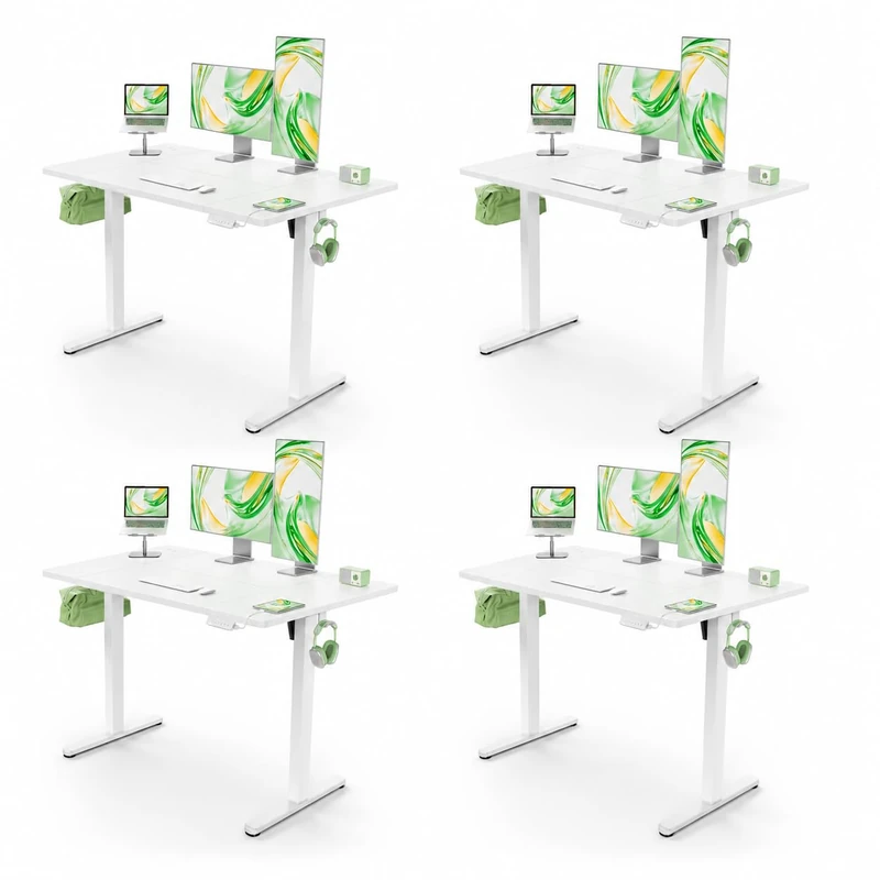 Marsail Electric Standing Desk with USB-A Charging Port, 160 x 80 cm Height Adjustable Sit Stand Desk with 4 Custom Height Settings,80kg Max Load, Stable Lifting, Storage Hooks & Cable Management,4pcs