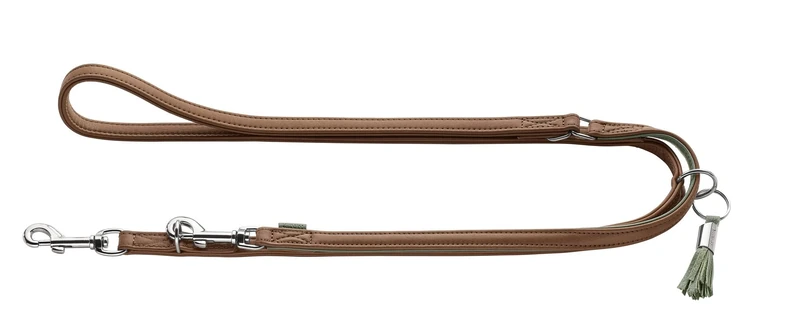 Hunter Portofino Adjustable Dog Lead Made of Premium Leather, 3-Way Adjustable, Soft and Supple, Suitable for Hanging, Made in Germany, Colour: Taupe/Turquoise, Size: 15/200
